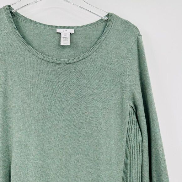 J. Jill Size Small Petite SP Sage Green Long Sleeve Ribbed Panel Tunic Top - Picture 4 of 7